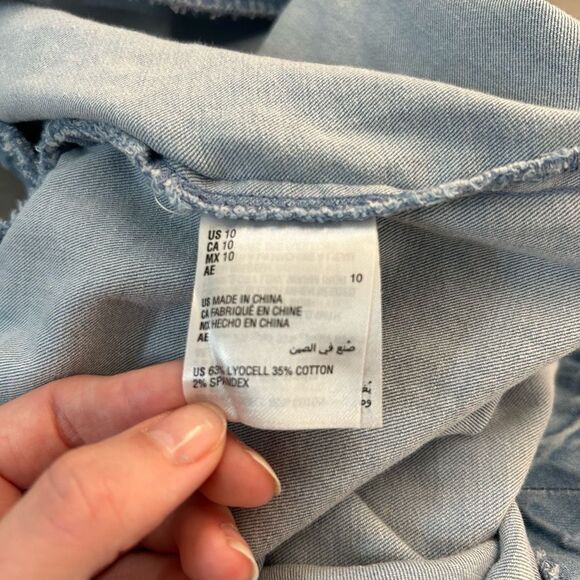 INC International Concepts light Blue Denim chambray wide leg Pants Size 10 - Picture 9 of 10